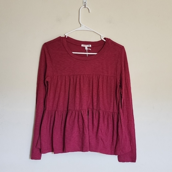 Sundry Tops - NWT Sundry Long Sleeve Peplum Top in Burgundy size 1 (Small/4-6)